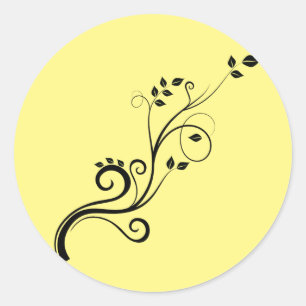 Weinrebe-Zweig-Blätter-Naturschnitt Runder Aufkleber