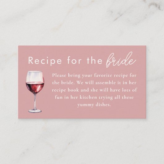 Weinreben Rezept für das Bride-Brautparty Begleitkarte (Vorderseite)