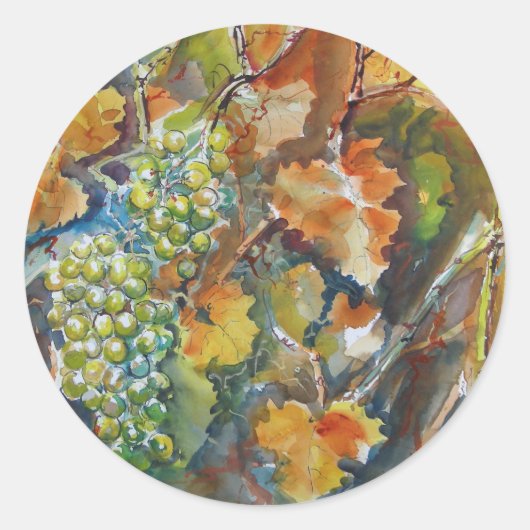 Weinreben Runder Aufkleber (Vorderseite)