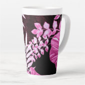 Weinrosa Botanische Palmfronten Tropisches Muster Milchtasse (Rechte Ecke)