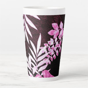 Weinrosa Botanische Palmfronten Tropisches Muster Milchtasse