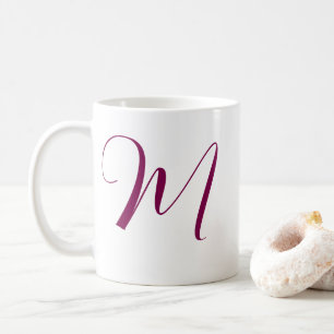 Weinrosa Monogramm Anfangsname Hochzeitsgeschenk Kaffeetasse