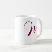 Weinrosa Monogramm Anfangsname Hochzeitsgeschenk Kaffeetasse (VorderseiteRechts)