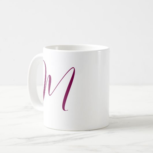 Weinrosa Monogramm Anfangsname Hochzeitsgeschenk Kaffeetasse (Vorderseite Links)