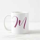 Weinrosa Monogramm Anfangsname Hochzeitsgeschenk Kaffeetasse (Links)
