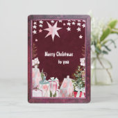 weinrosa Winterurlaubskarte (Stehend Vorderseite)