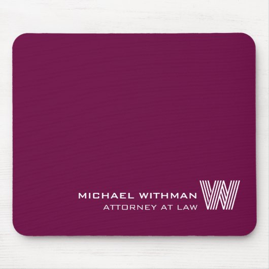 WEINROT Benutzerdefiniertes Monogramm, Name & Beru Mousepad (Vorne)
