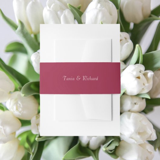Weinrot Einfache Hochzeit Einladungsbanderole