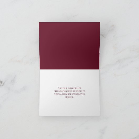 Weinrot Monogram und Pfeile Hochzeit Danke (Innenseite)