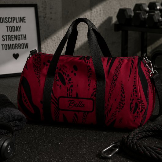 Weinrot Zebra Muster Duffle Bag