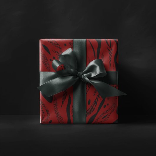 Weinrot Zebra Muster Geschenkpapier