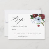 weinrote, blühende RSVP-Karte RSVP Karte (Vorderseite)