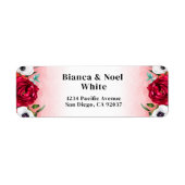 Weinrote Blumen-Rücksendeadressetiketten (Vorne)
