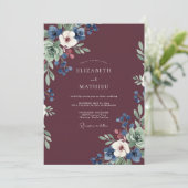 Weinrote Seeanemonen-Hochzeit Einladung (Stehend Vorderseite)