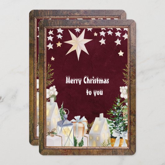 weinrote Winterurlaubskarte (Vorne/Hinten)