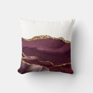 Weinroter Marmor Achat Goldener Glitter Stylisch G Kissen