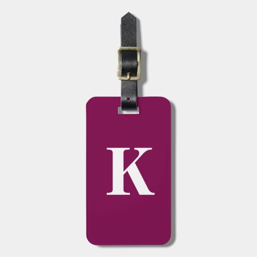 Weinroter Monogramm-Anfang Geschenk Party Favor Gepäckanhänger (Vorderseite vertikal)
