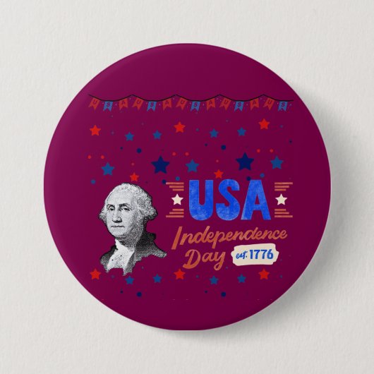 Weinroter Tag der Unabhängigkeit der USA Button (Vorderseite)