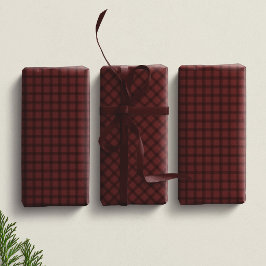Weinrotes kariertes Karo einfaches Weihnachtsfest Geschenkpapier Set