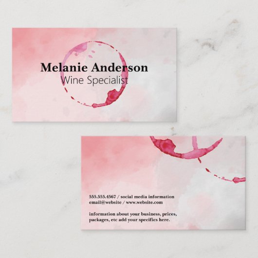 Weinstein | Hintergrund Wasserfarbe Visitenkarte (Vorne/Hinten)