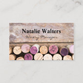 Weinstein | Korken am Holztisch Visitenkarte (Vorderseite)