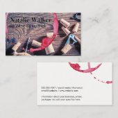 Weinstein | Korken auf Holztisch Visitenkarte (Vorne/Hinten)