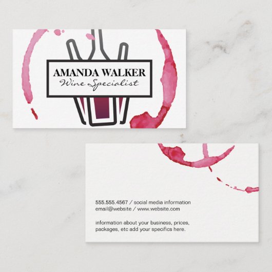 Weinstein und Flaschen Visitenkarte (Vorne/Hinten)