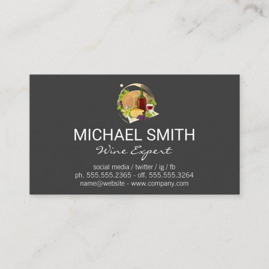 Weinstein | Weinflasche und Trauben Visitenkarte (Vorderseite)