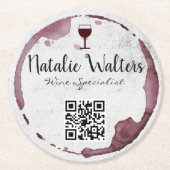 Weinstein (Weinglas) | QR-Code Runder Pappuntersetzer (Vorderseite)