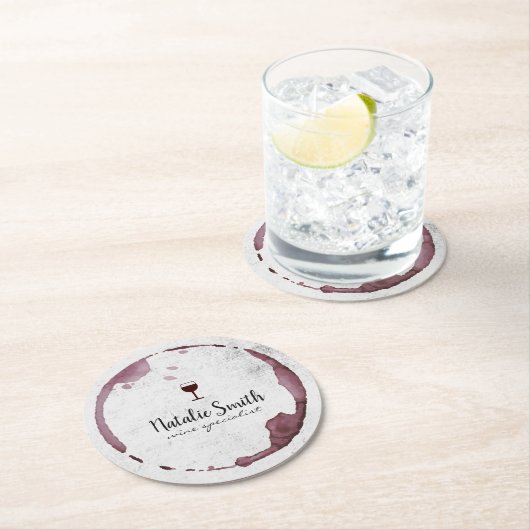 Weinstein (Weinglas) Runder Pappuntersetzer (Vor Ort)