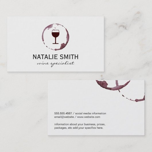 Weinstein (Weinglas) Visitenkarte (Vorne/Hinten)