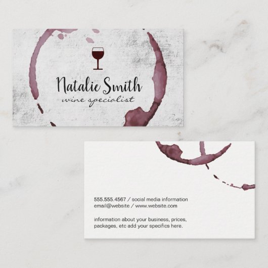 Weinstein (Weinglas) Visitenkarte (Vorne/Hinten)