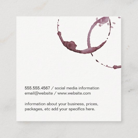 Weinstein (Weinglas) Weinberg Weinroute Mendrisiot Quadratische Visitenkarte (Rückseite)