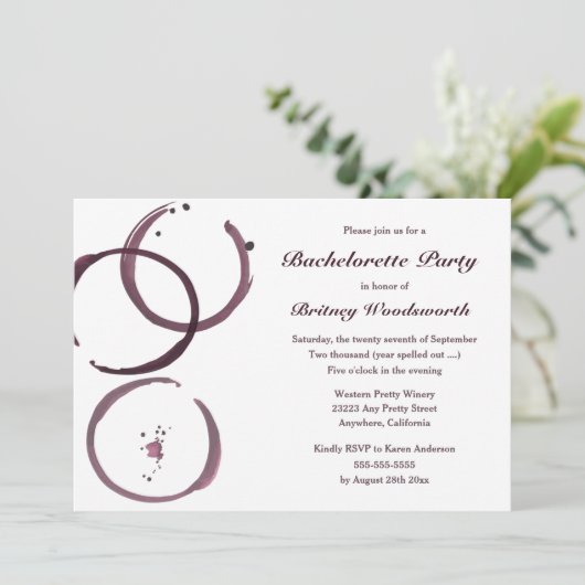 Weinstock Weintrauben Junggeselinnen-Abschied Einl Einladung (Stehend Vorderseite)