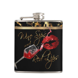 Weinstöcke und rote Lippen Flachmann