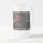 Weinstöcke und rote Lippen - Marmor Mattglas Bierglas (VorderseiteRechts)