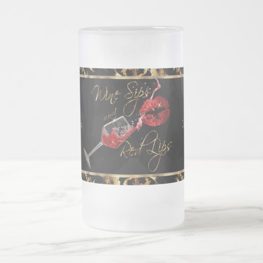 Weinstöcke und rote Lippen - Marmor Mattglas Bierglas (Mittel)