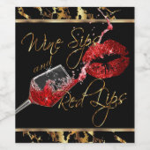 Weinstöcke und rote Lippen - Marmor Weinetikett (Einzelnes Label)