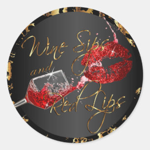 Weinstöcke und rote Lippen Runder Aufkleber