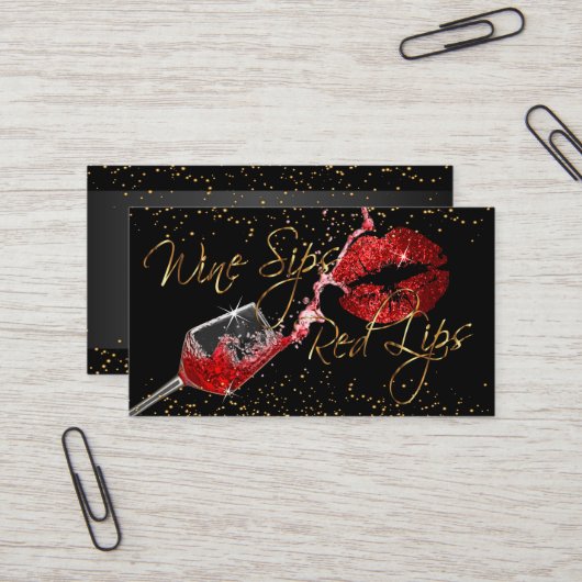 Weinstöcke und rote Lippen Visitenkarte (Vorderseite/Rückseite Beispiel)