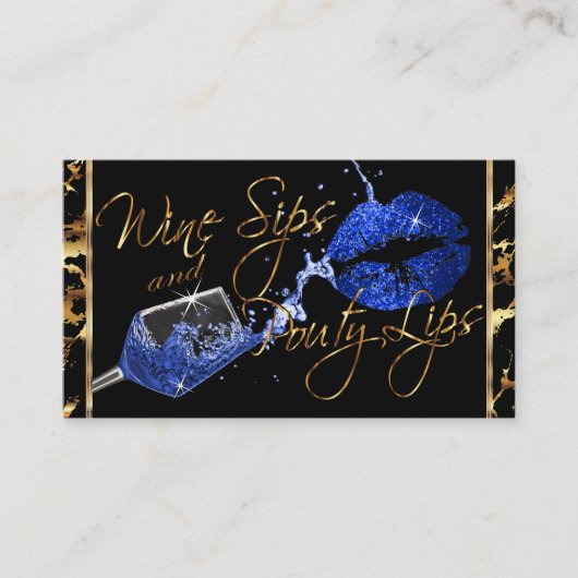 Weinstöcke und saftige Lippen - blau Visitenkarte (Vorderseite)