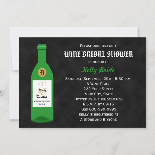 Weinthema Bridal Dusche Einladung (Vorderseite)