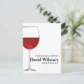 Weinthema, Männer Geburtstag Postkarte Einladung (Stehend Vorderseite)