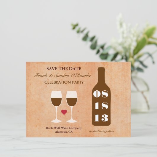 Weinthema Save the Date Karte (Stehend Vorderseite)