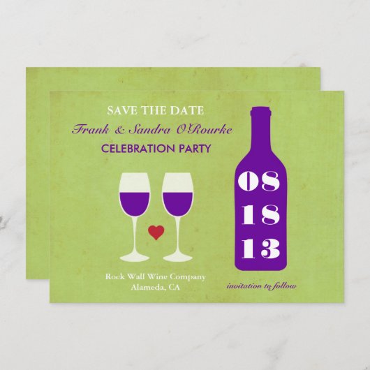 Weinthema Save the Date Karte (Vorne/Hinten)