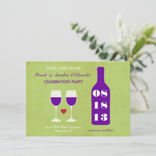 Weinthema Save the Date Karte (Stehend Vorderseite)