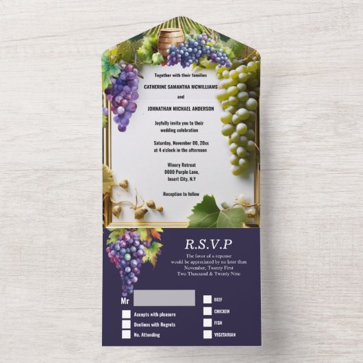 Weintrauben All In One Einladung (Innen Boden)