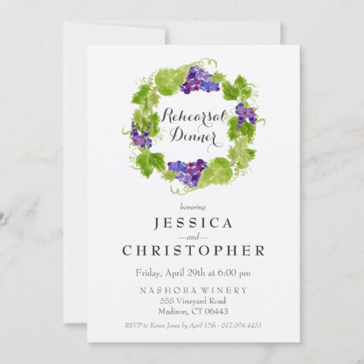 Weintrauben am Abend der Weintrauben Probe Weinles Einladung (Vorderseite)