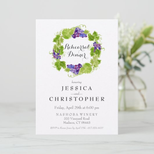 Weintrauben am Abend der Weintrauben Probe Weinles Einladung (Stehend Vorderseite)