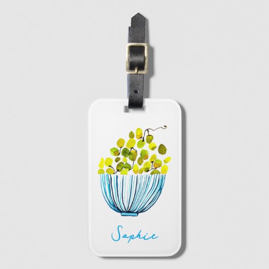 Weintrauben Aquarellfruchtdarstellung Gepäckanhänger (Vorderseite Vertikal)